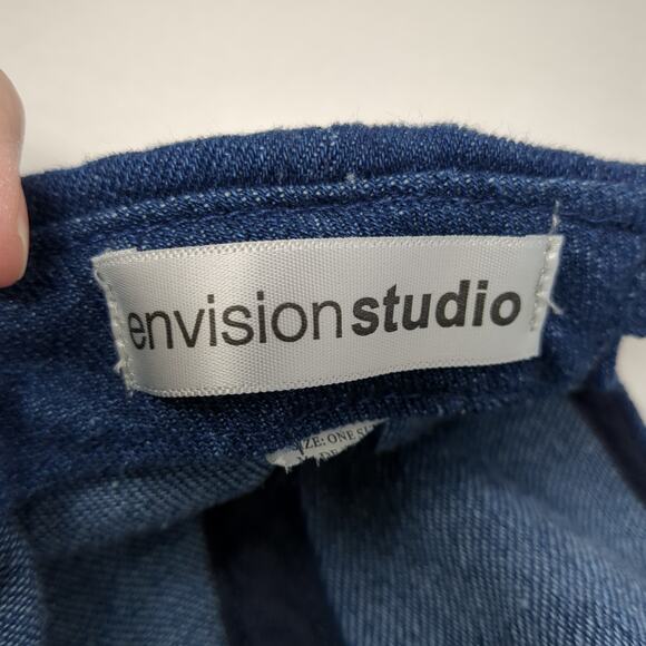 Envision Studio Strapback Baseball Cap Blue One Size Adjustable Blank Denim - Picture 9 of 9